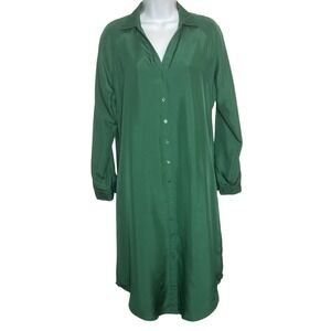J. Peterman Forest Green Button-Down Midi Dress